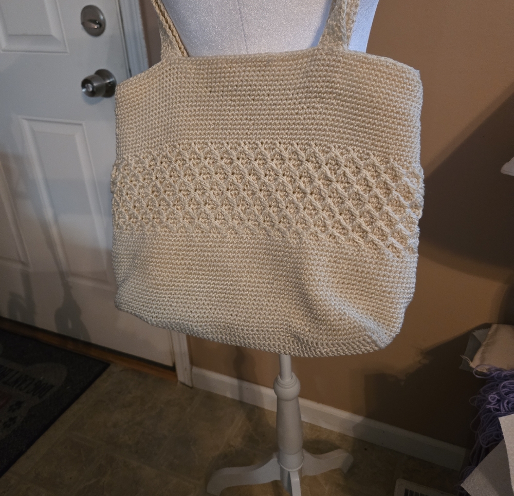 Handcrafted Cream Crochet Tote Bag